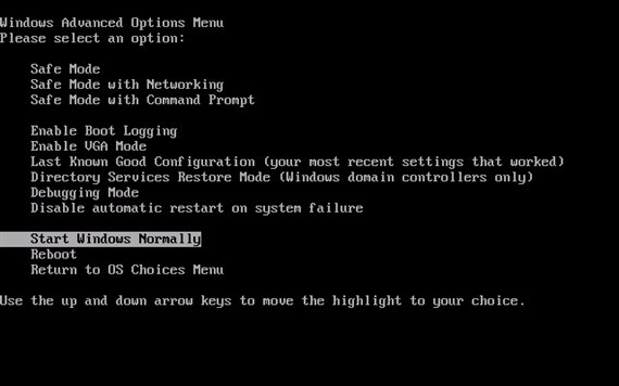 Windows Advanced Options menu safe mode boot for AMD DDU driver clean install